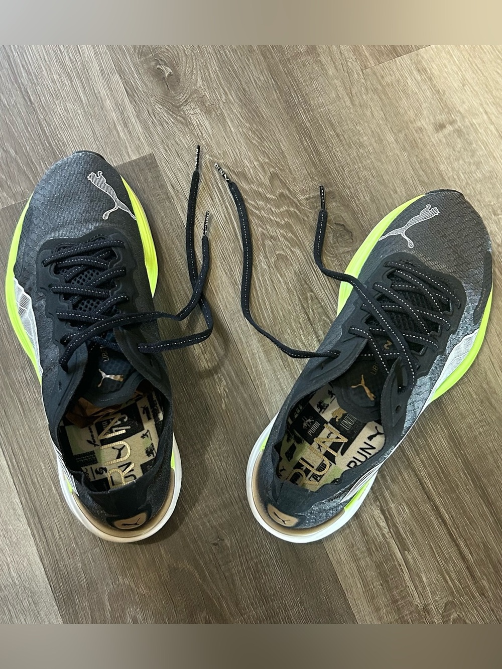 NOWT Puma Deviate Nitro 2 Women’s Running Shoes Size 9 Black Fizzy Lime - Picture 3 of 10